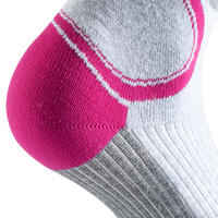 Moteriškos kojinės ratukinėms pačiūžoms „Fit“, pilkos / fuksijų spalvos
