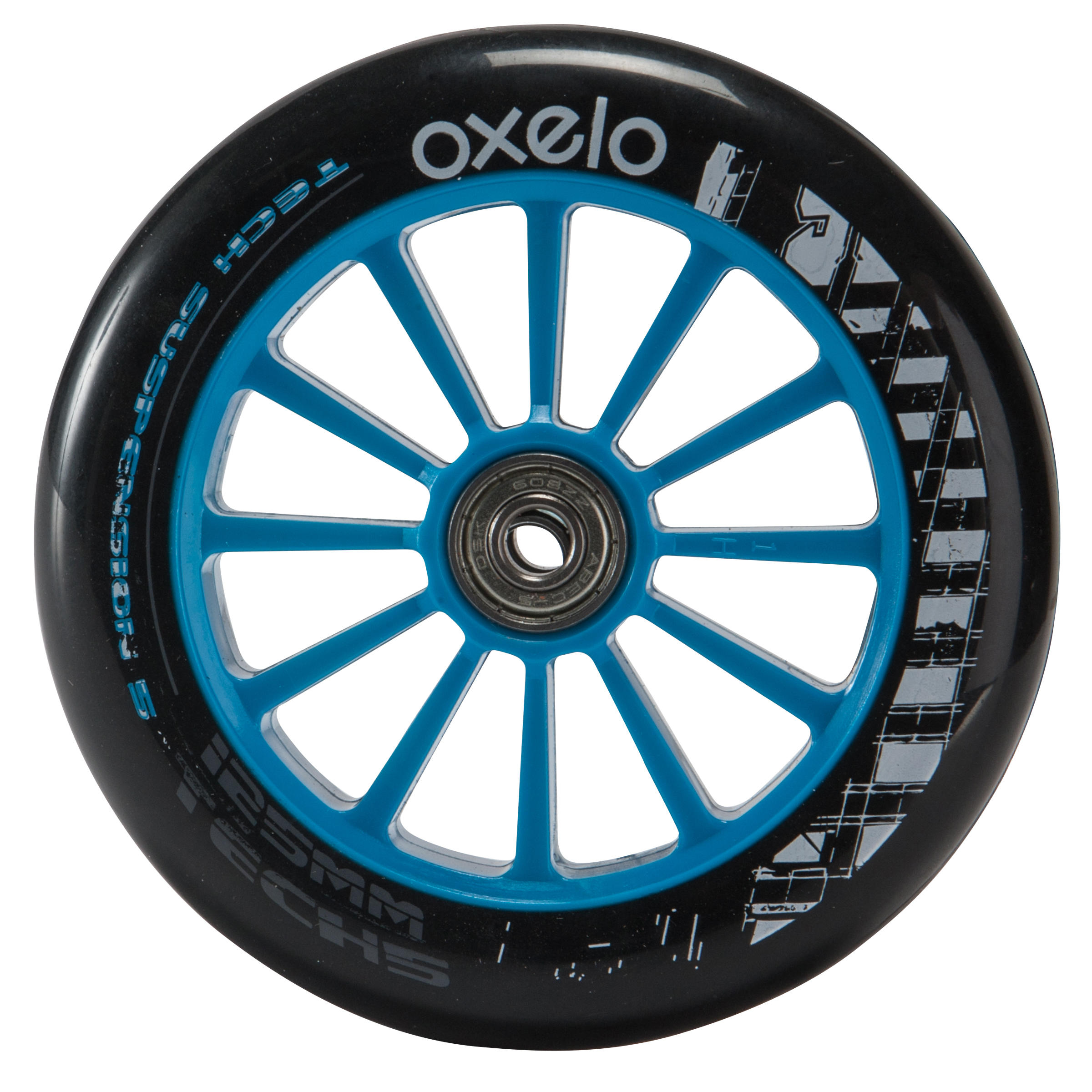 1 x 125 mm Scooter Wheel with Bearings - Blue 2/9