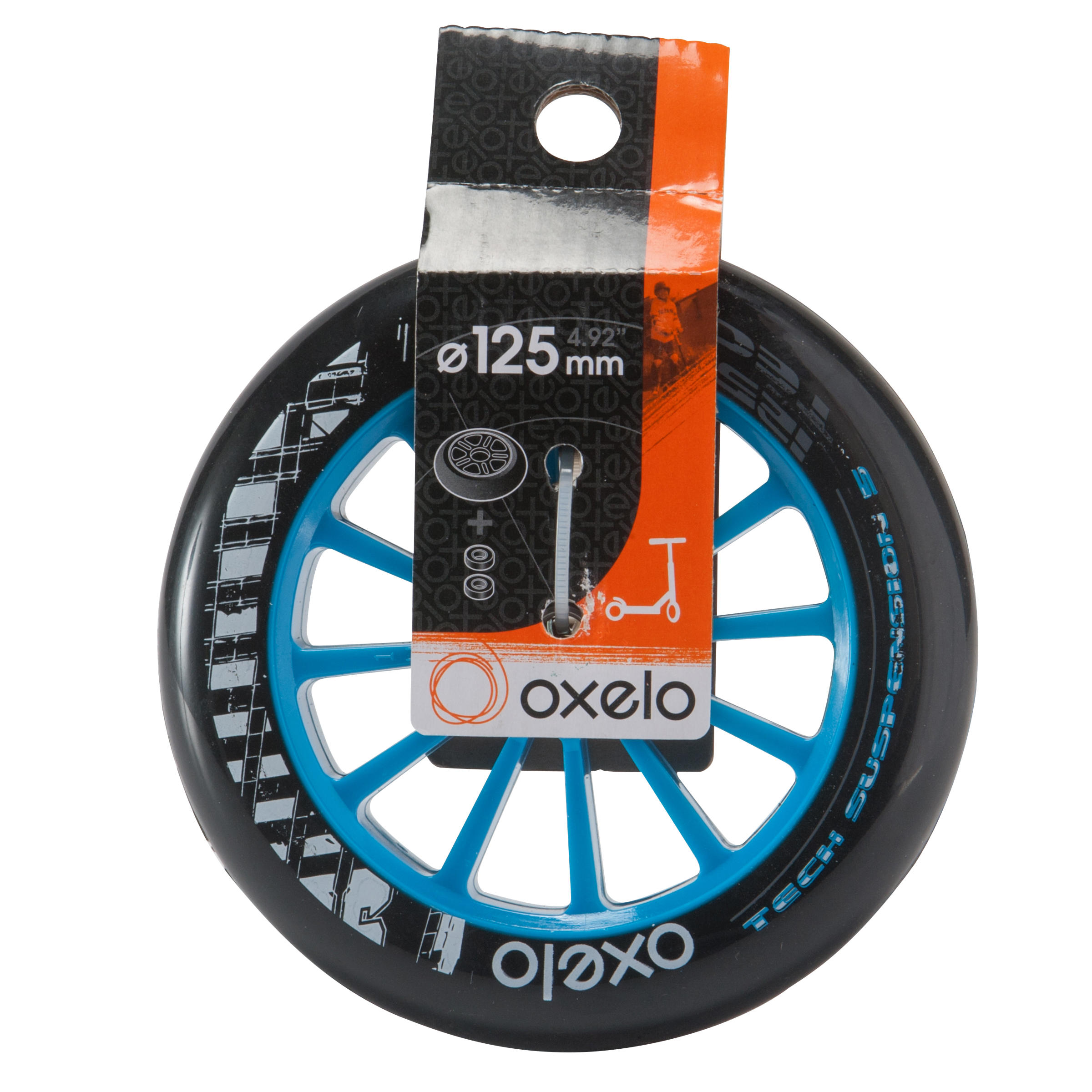 1 x 125 mm Scooter Wheel with Bearings - Blue 8/9