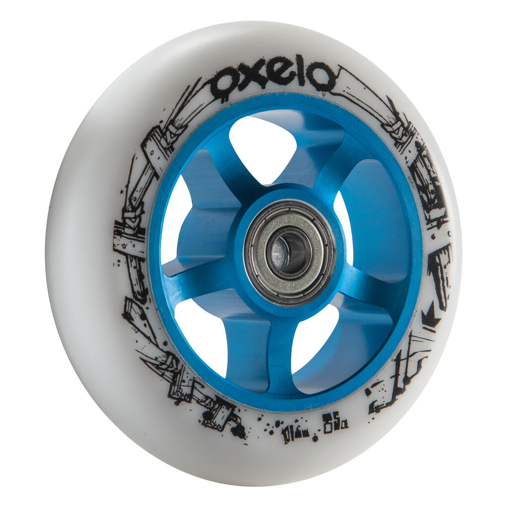 100mm Blue Alu Core White PU Freestyle Scooter Wheel