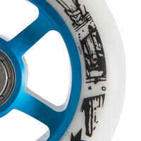 100mm Blue Alu Core White PU Freestyle Scooter Wheel