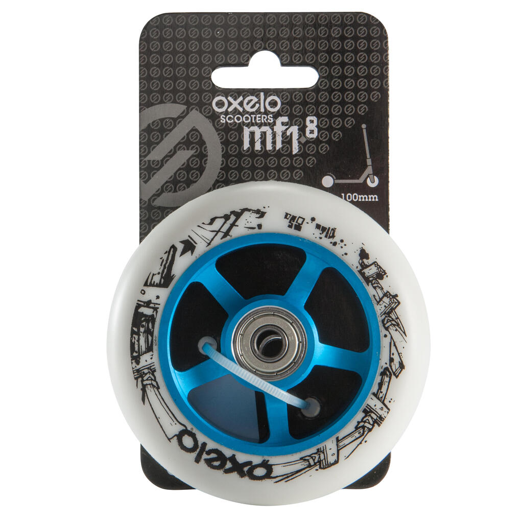 100mm Blue Alu Core White PU Freestyle Scooter Wheel