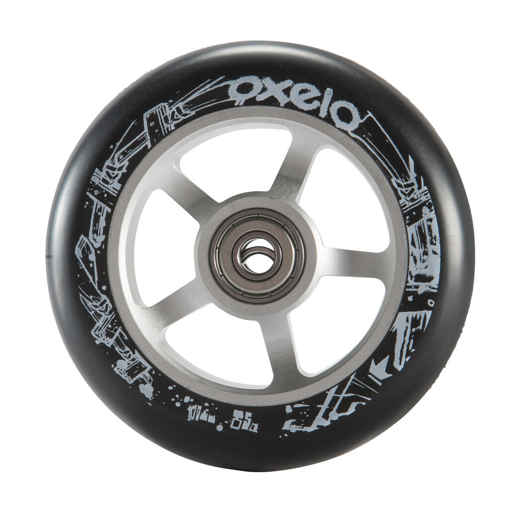 100mm Grey Alu Core Black PU Freestyle Scooter Wheel