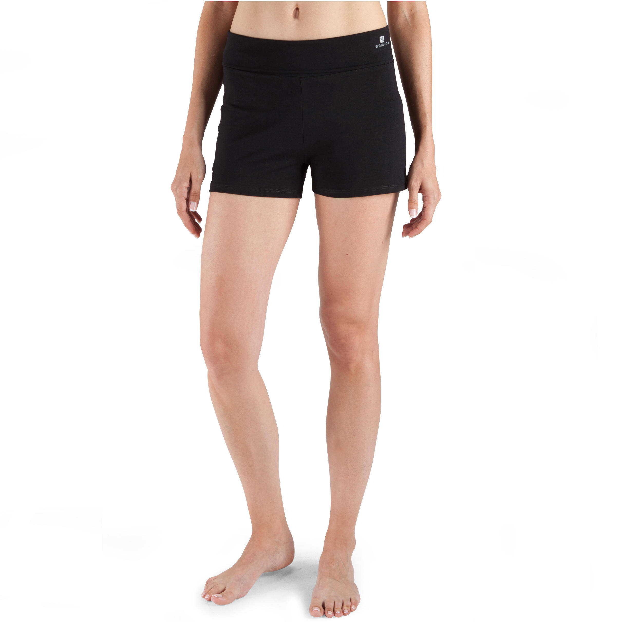 Women's Gentle Gymnastics, Yoga and Pilates Organic-cotton Shorts - Black -  2