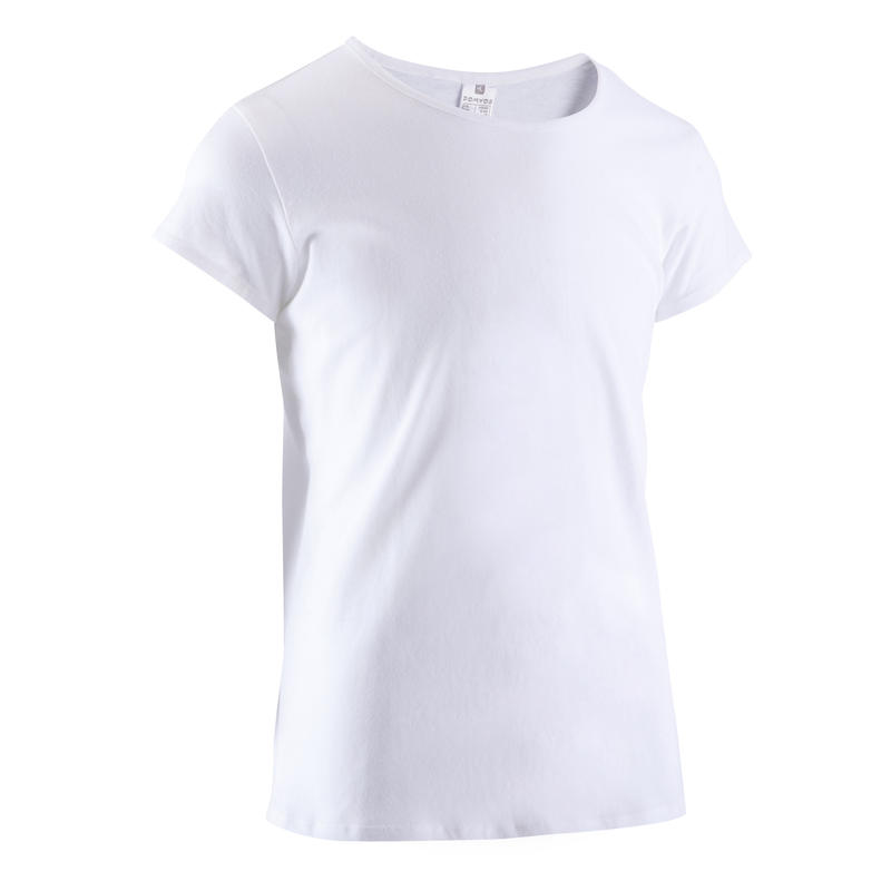 Girls' Short-Sleeved Gym T-Shirt - White Girls' Short-Sleeved Gym T-Shirt - White