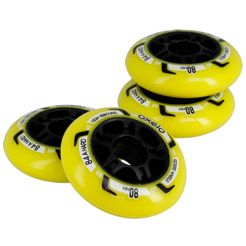 Rollen Inline Skates Inliner Fit 80 mm 84A 4er-Set - gelb