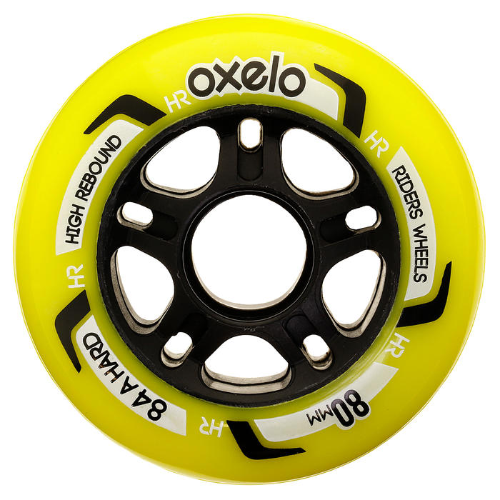 Oxelo 4 roues roller fitness FIT 80MM 84A jaunes Decathlon