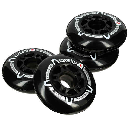 
      Fit Inline Skate 76 mm 80A Wheels x4 - Black
  