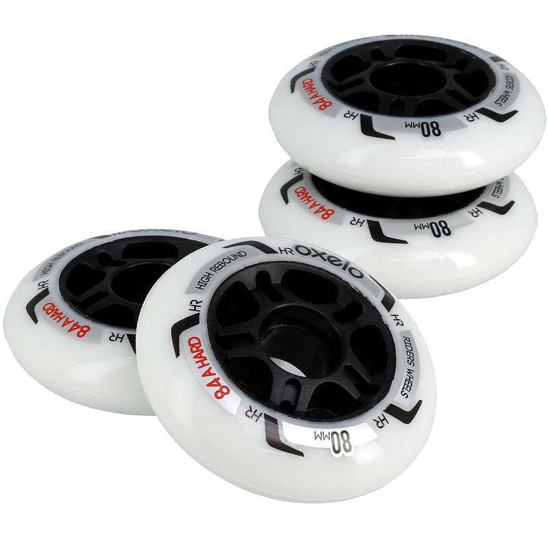 4 roues roller fitness FIT 80MM 84A jaunes Oxelo Decathlon
