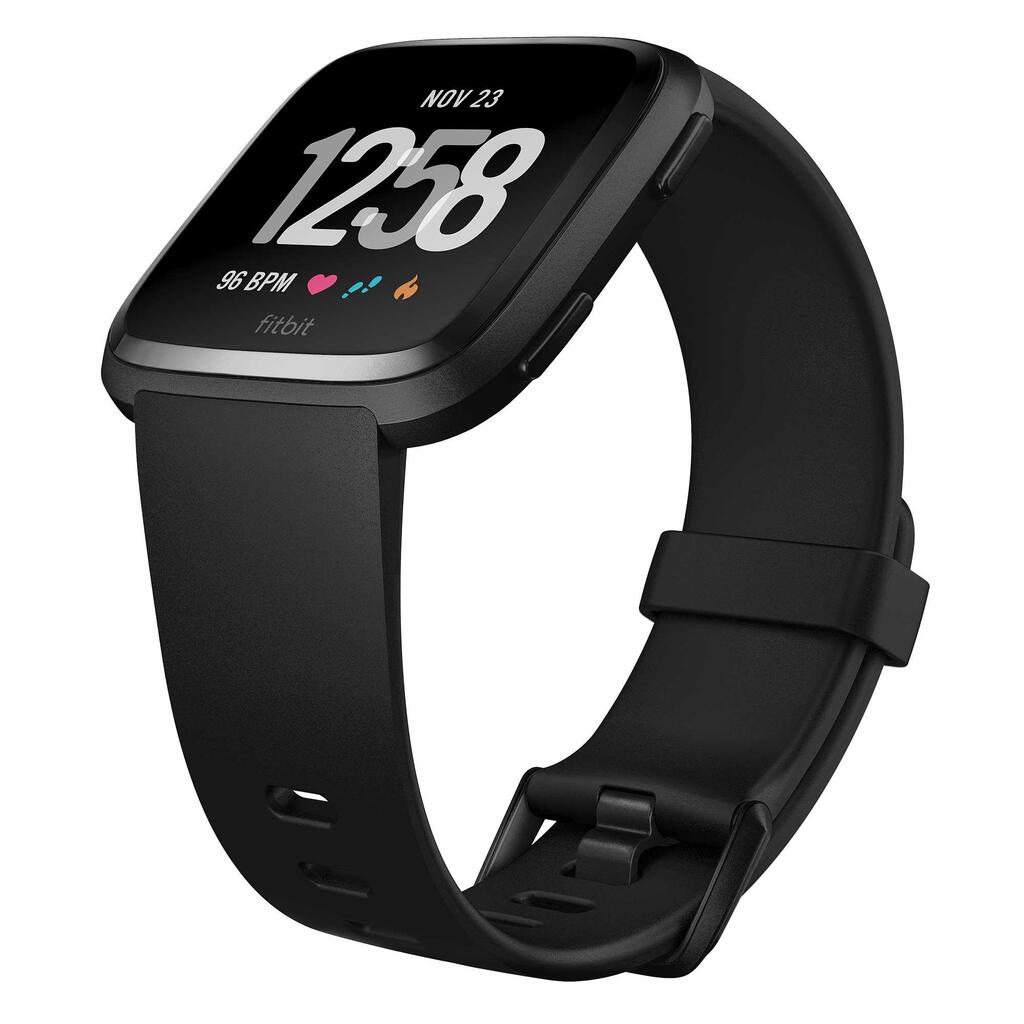 Smartwatch mit Pulsmesser am Handgelenk Versa schwarz + graues Armband