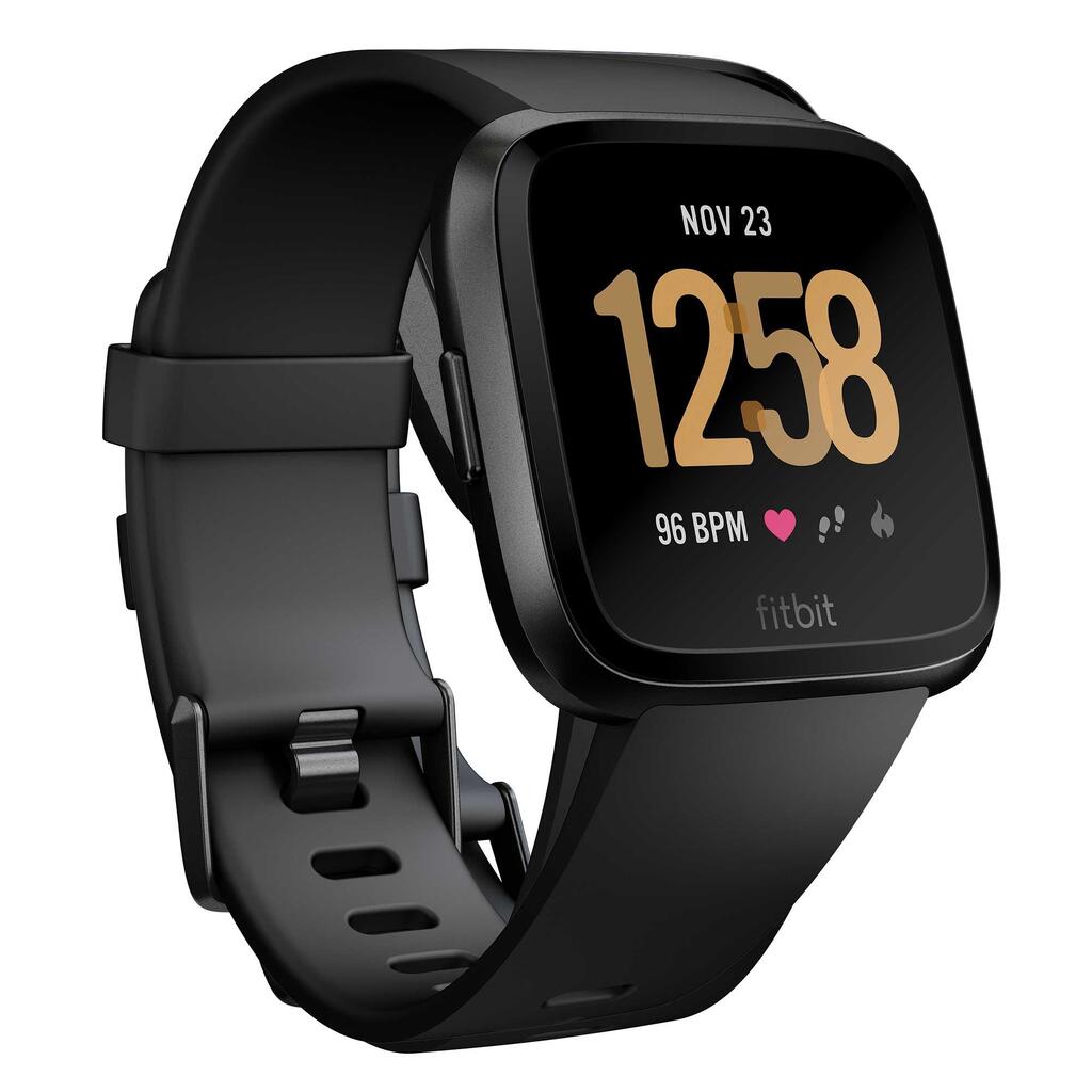 Smartwatch mit Pulsmesser am Handgelenk Versa schwarz + graues Armband
