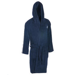 Peignoir 500 water polo homme coton bleu foncé avec ceinture, poches et capuche