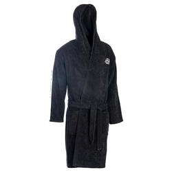 Peignoir 500 water polo homme coton épais noir avec ceinture, poches et capuche