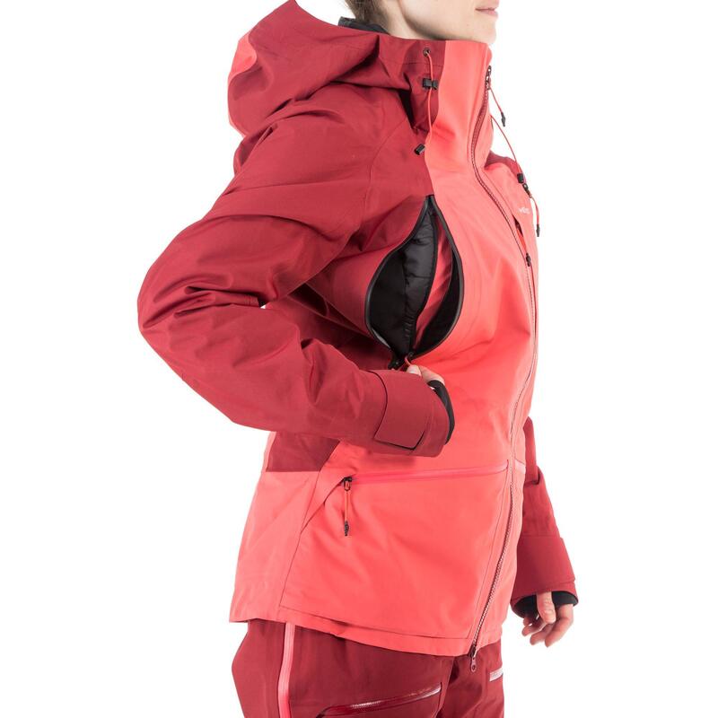 Veste de ski freeride femme FR900 bordeaux rose