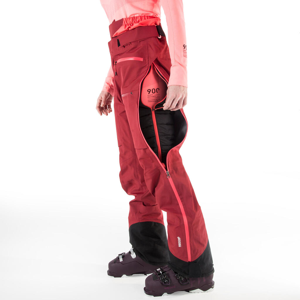 Women's Freeride Ski Trousers - Burgundy