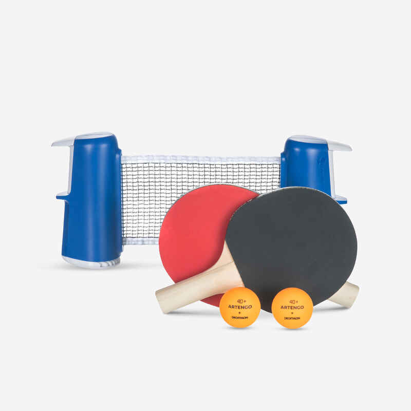 Juego de tenis de mesa instantáneo, kit de ping pong extensible portátil  que incluye 2 paletas y 3 pelotas, red ajustable para juegos de oficina en