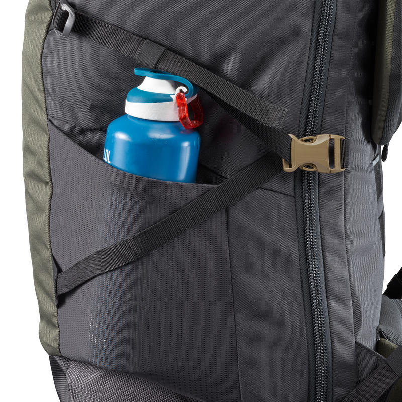 TRAVEL 100 Lockable Trekking Backpack 70 Litres khaki Decathlon