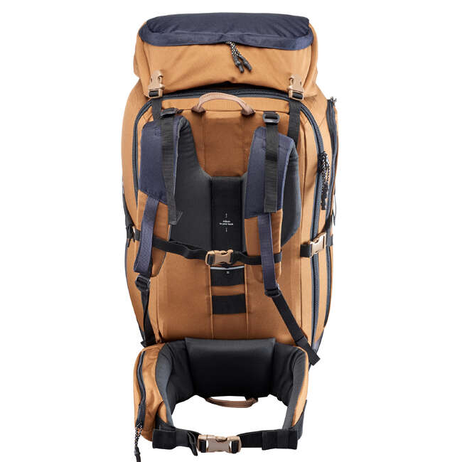 BackpackingRucksack Travel 100 70 Liter verriegelbar blau FORCLAZ Decathlon...