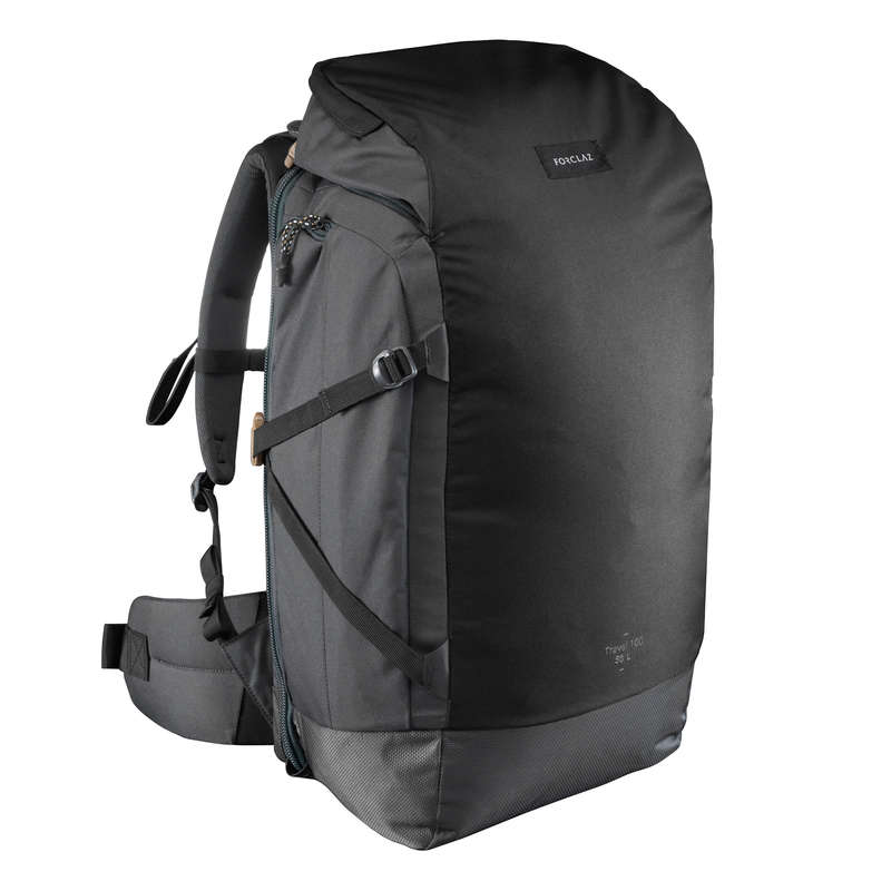 santiago black travel backpack 50l