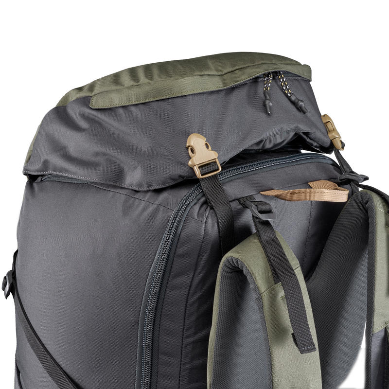 TRAVEL 100 Lockable Trekking Backpack 70 Litres khaki Decathlon