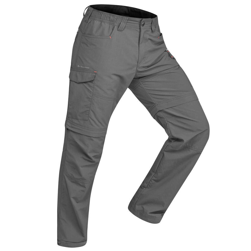 MODULARNE PANTALONE TREK100 ZA PLANINARENJE MUŠKE - TAMNO SIVE