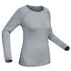 Women's Mountain Trekking long sleeved merino wool t-shirt TREK 500 - grey