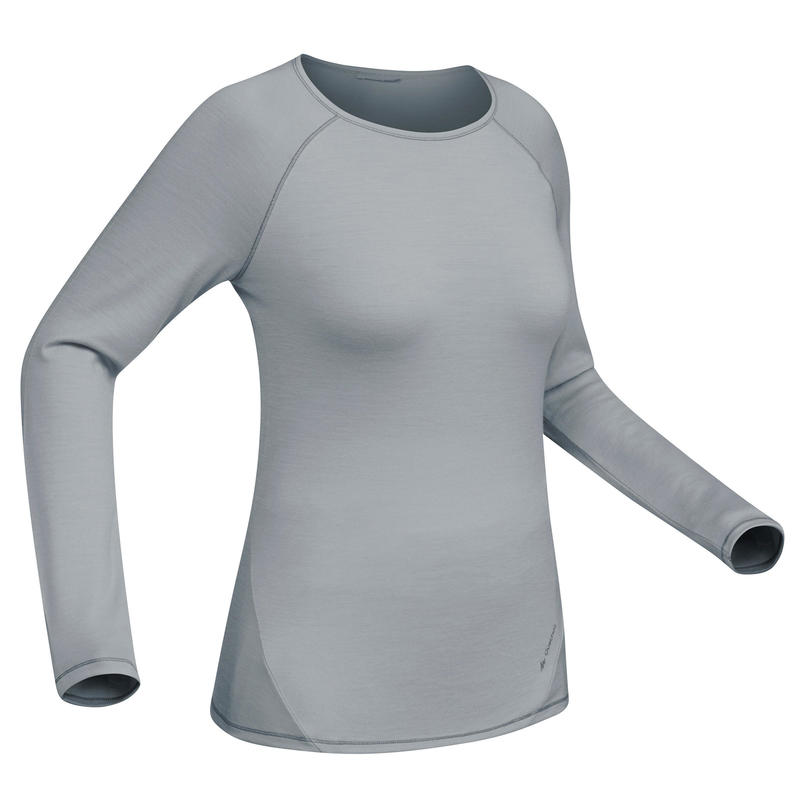 Techwool 190 Women's Long-Sleeved Mountain Trekking Shirt - Grey Techwool 190 Women's Long-Sleeved Mountain Trekking Shirt - Grey