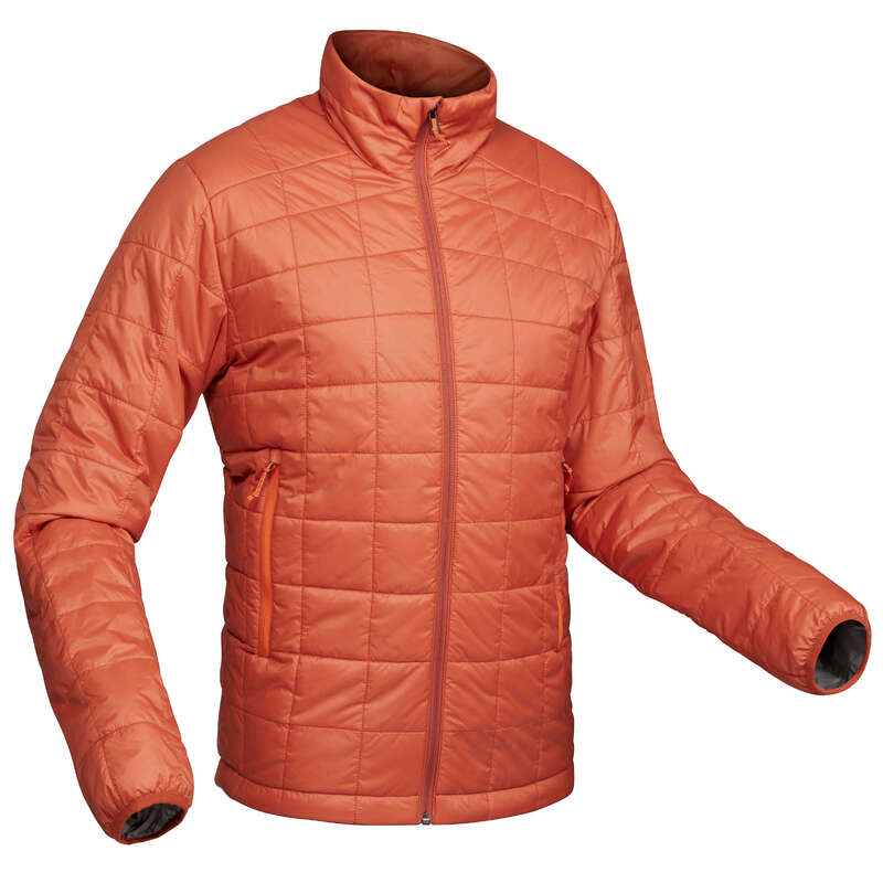 FORCLAZ Trek100 Men's Mountain Trekking Down Jacket Orange...