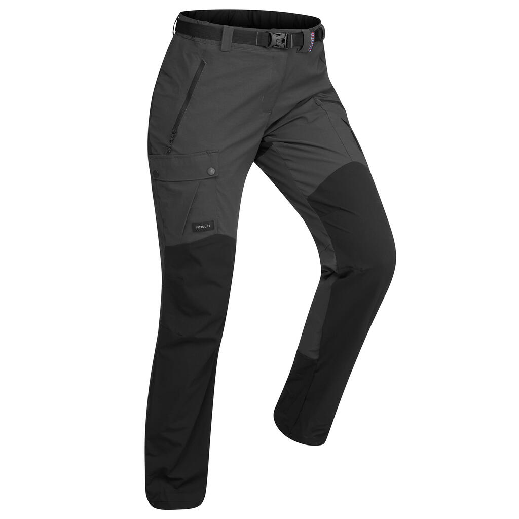 Tamnosive ženske pantalone za treking TREK 500 