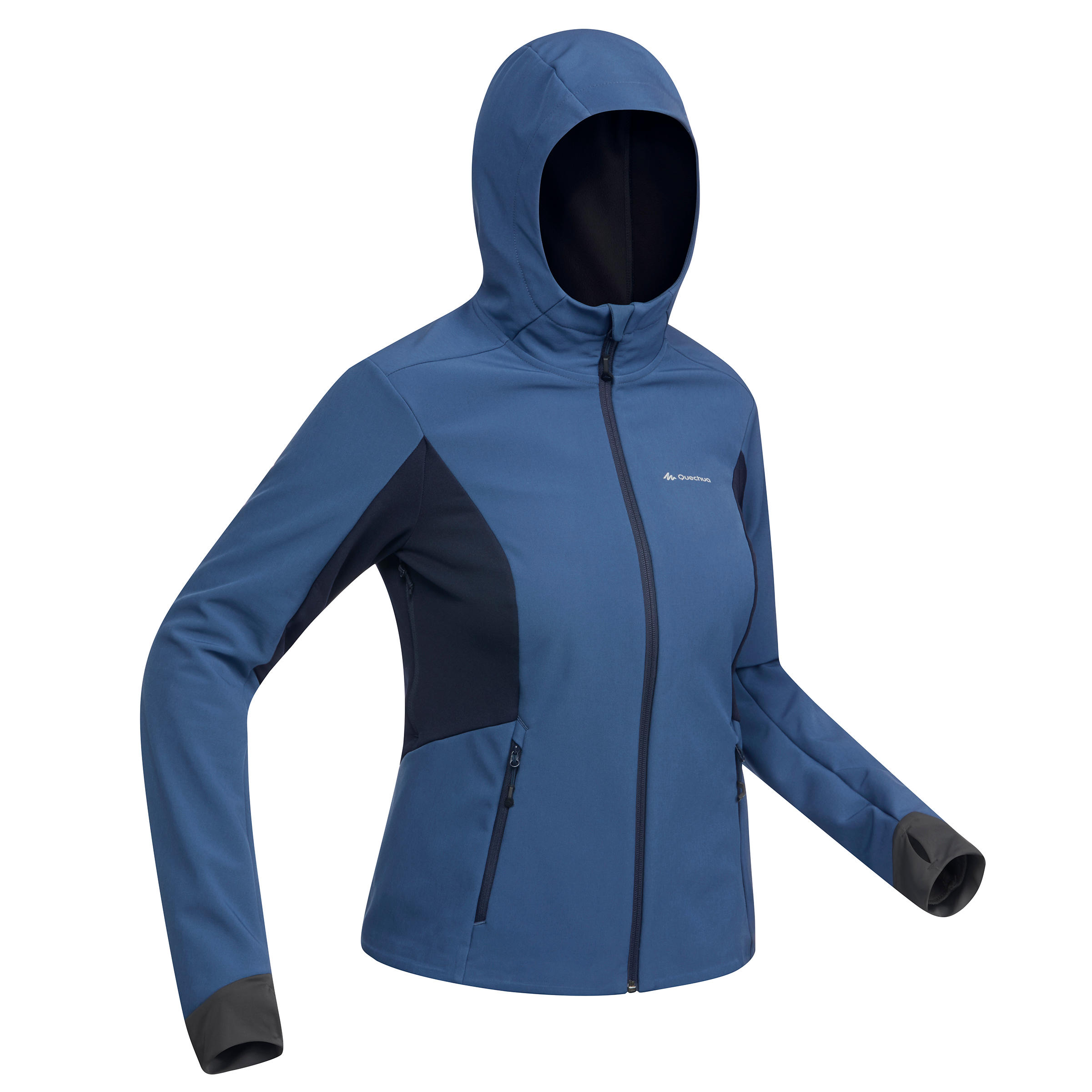 Women's Mountain Trekking Softshell TREK 500 WINDWARM - blue 1/7