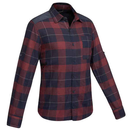 Men's Travel Trekking Shirt - TRAVEL100 WARM Bordeaux