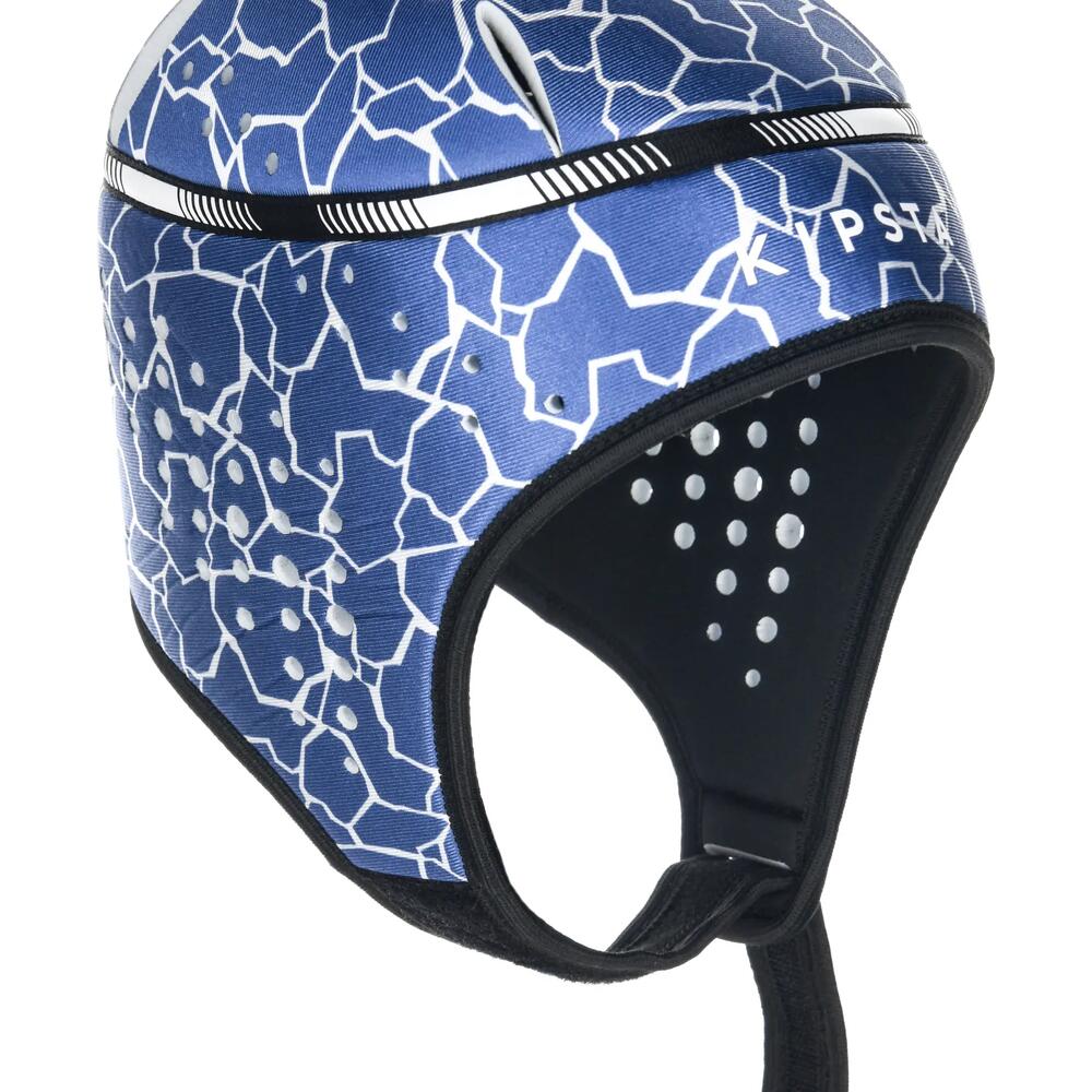 casque junior 100 bleu blanc
