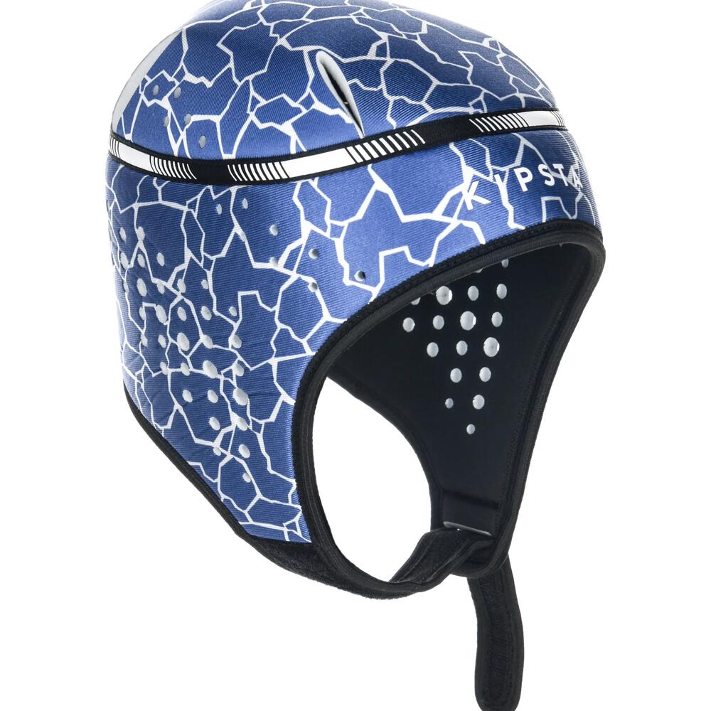 casque junior 100 bleu blanc