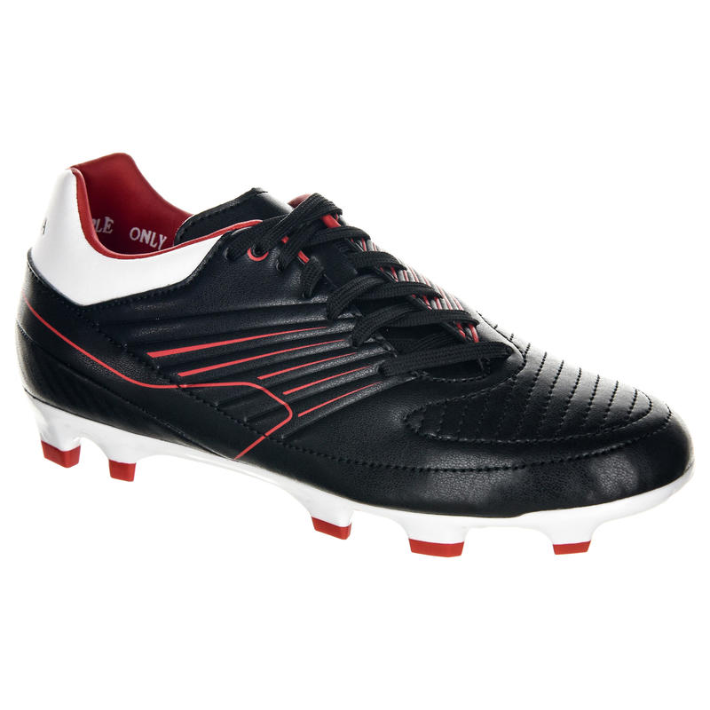 Botas de rugby niños terrenos secos Skill 500 FG negro rojo Botas de rugby niños terrenos secos Skill 500 FG negro rojo