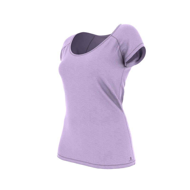 WOMAN T SHIRT LEGGING SHORT Clothing - 500 Slim Gym T-Shirt - Purple DOMYOS - Tops