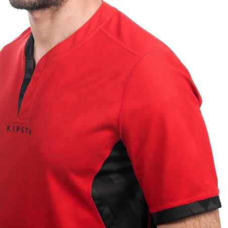 Adult Reversible Rugby Jersey R500 - Black/Red