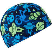 Mesh Print Swim Cap, Size S - Astro Blue Green