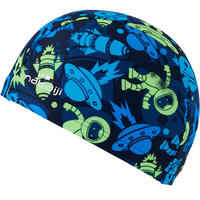 Mesh Print Swim Cap, Size S - Astro Blue Green