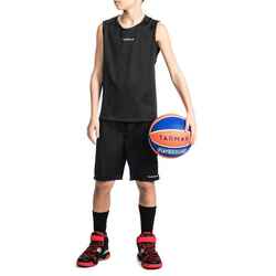 Boys'/Girls' Beginner Sleeveless Basketball Jersey T100 - Black