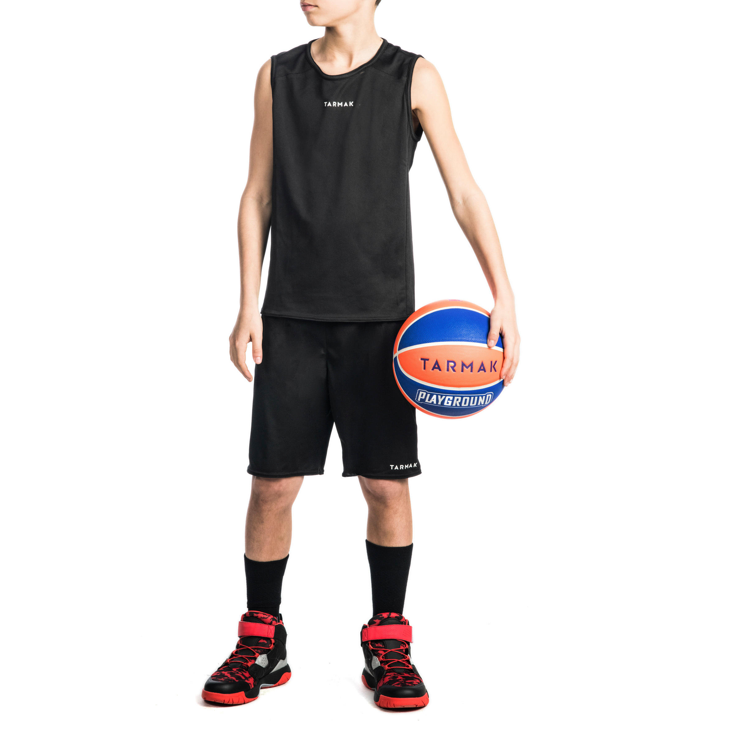 Boys'/Girls' Beginner Sleeveless Basketball Jersey T100 - Black 6/6