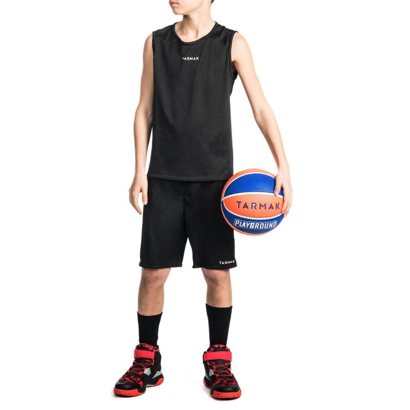 Basketbalshirt voor beginnende jongens en meisjes T100 zwart