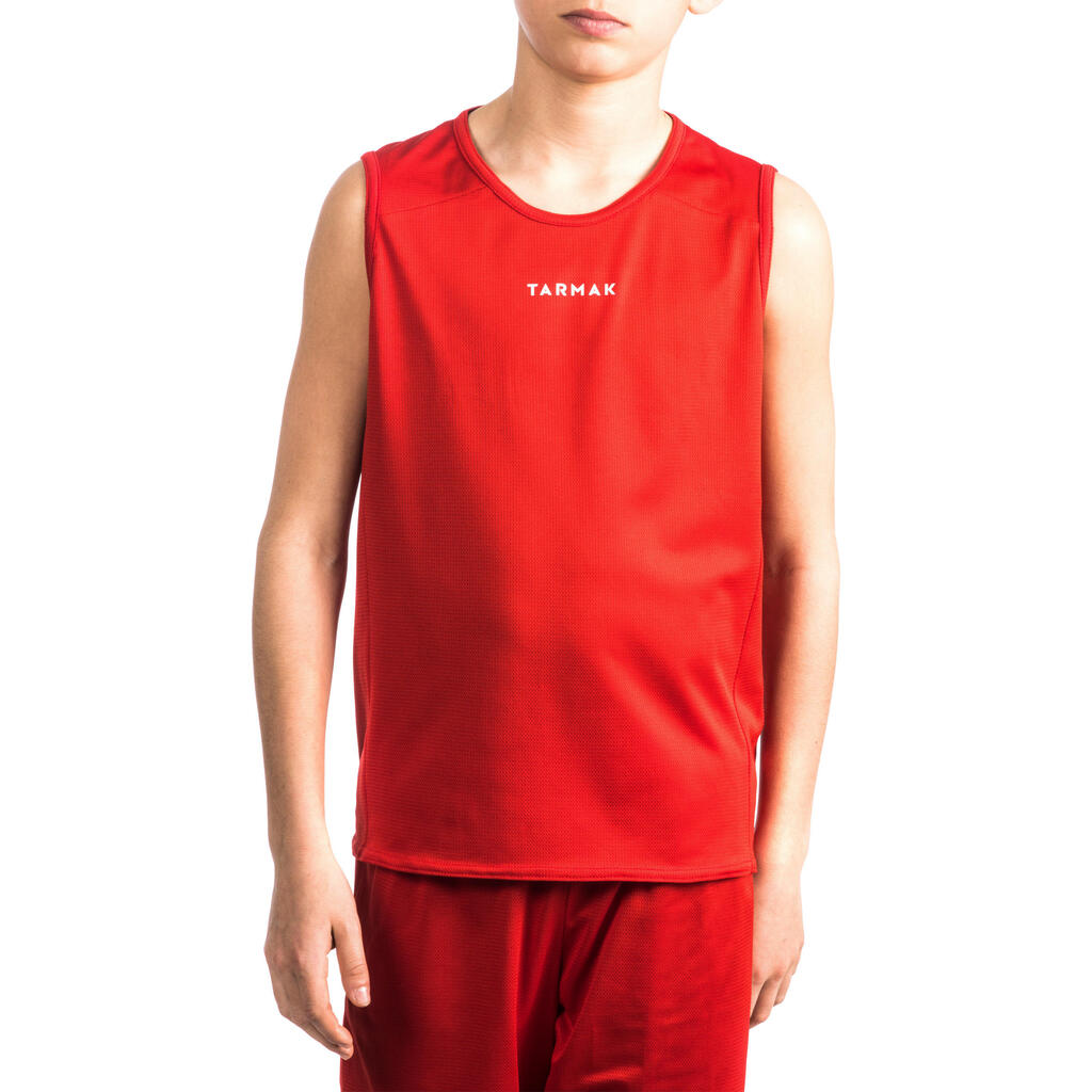 Boys'/Girls' Beginner Sleeveless Basketball Jersey T100 - Green