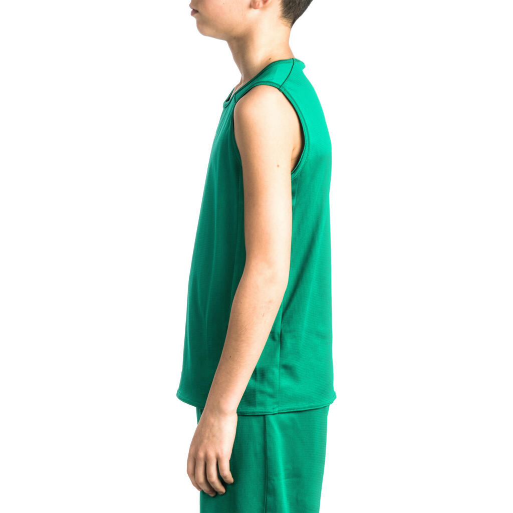 Boys'/Girls' Beginner Sleeveless Basketball Jersey T100 - Green