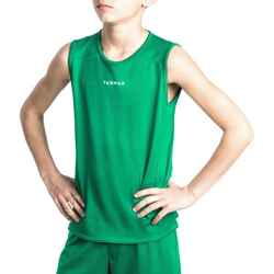 Boys'/Girls' Beginner Sleeveless Basketball Jersey T100 - Green