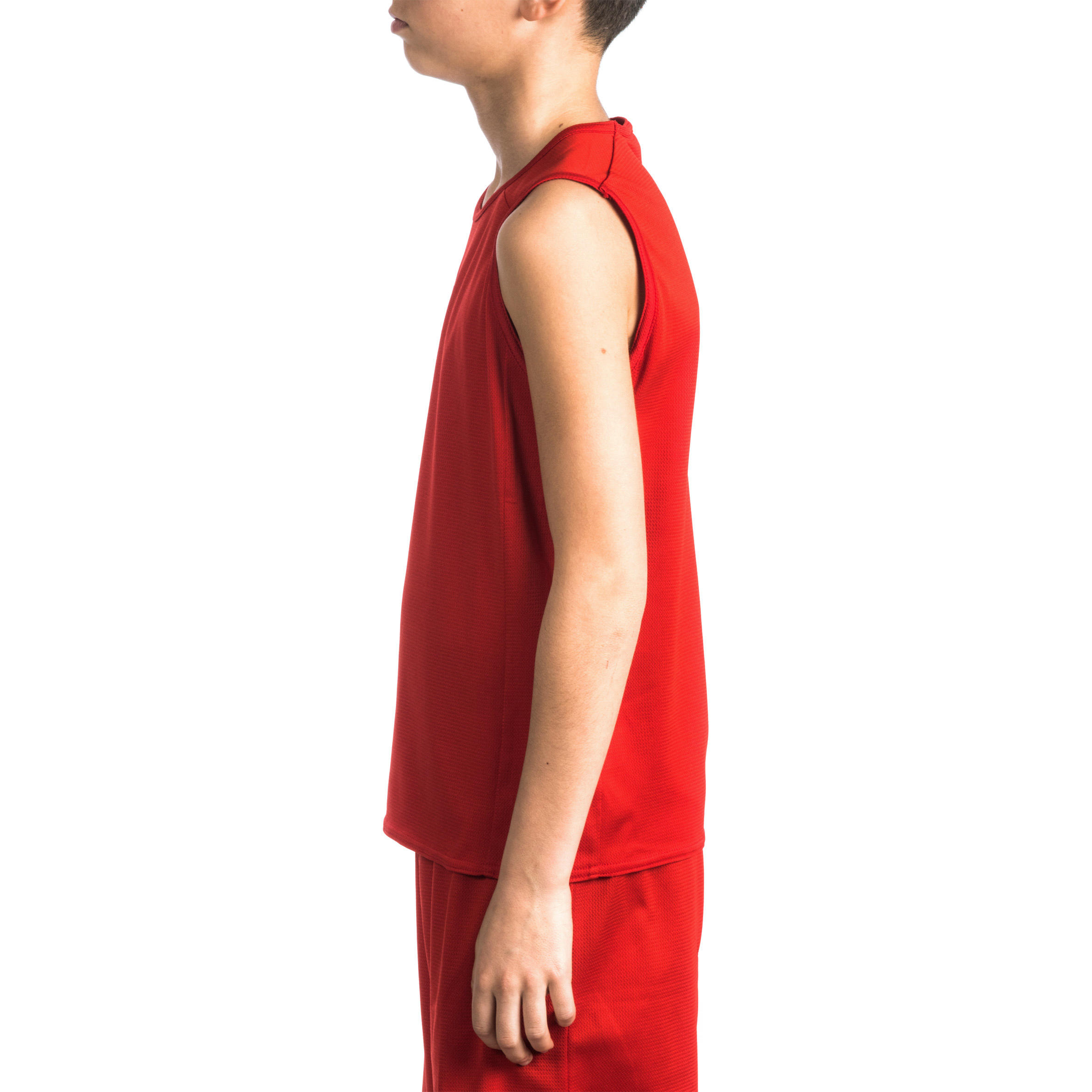 Boys'/Girls' Beginner Sleeveless Basketball Jersey T100 - Red 3/6