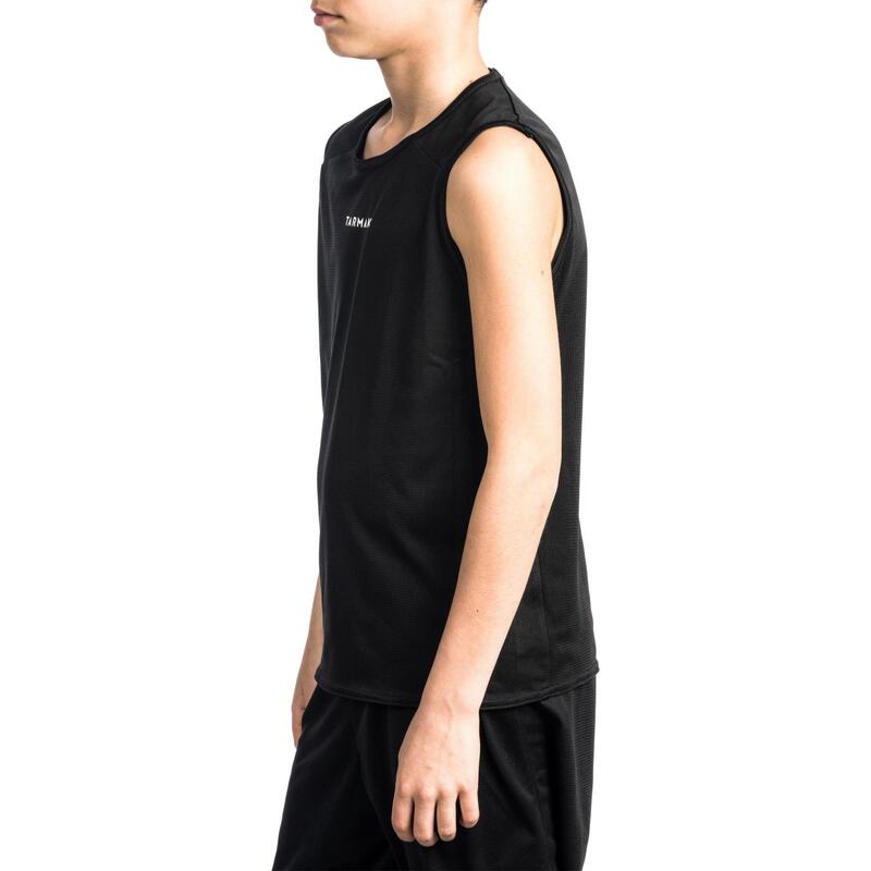 Basketballtrikot ärmellos T100 Kinder schwarz