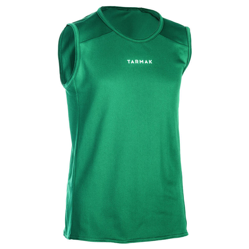Mouwloos basketbalshirt voor beginnende jongens/meisjes groen T100