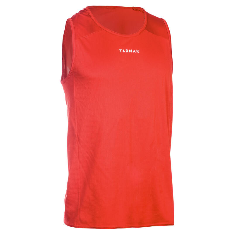 MAILLOT SANS MANCHE DE BASKETBALL HOMME T100 ROUGE
