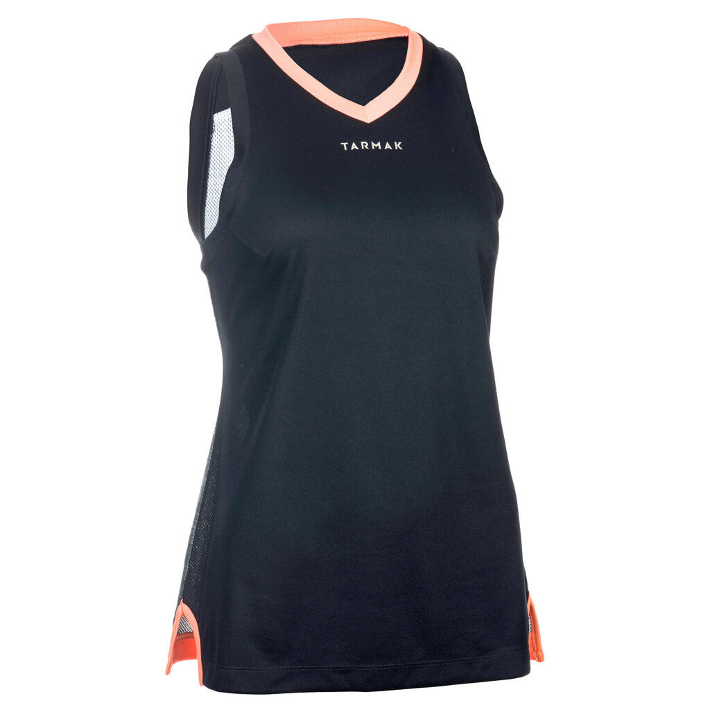 B500 Women's Intermediate Basketball Tank Top - Navy Pink