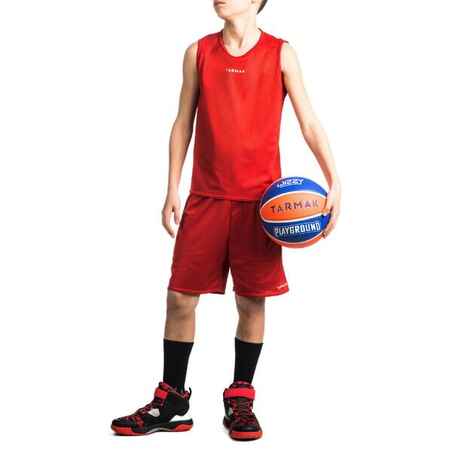 Basketballtrikot ärmellos T100 Kinder Einsteiger rot